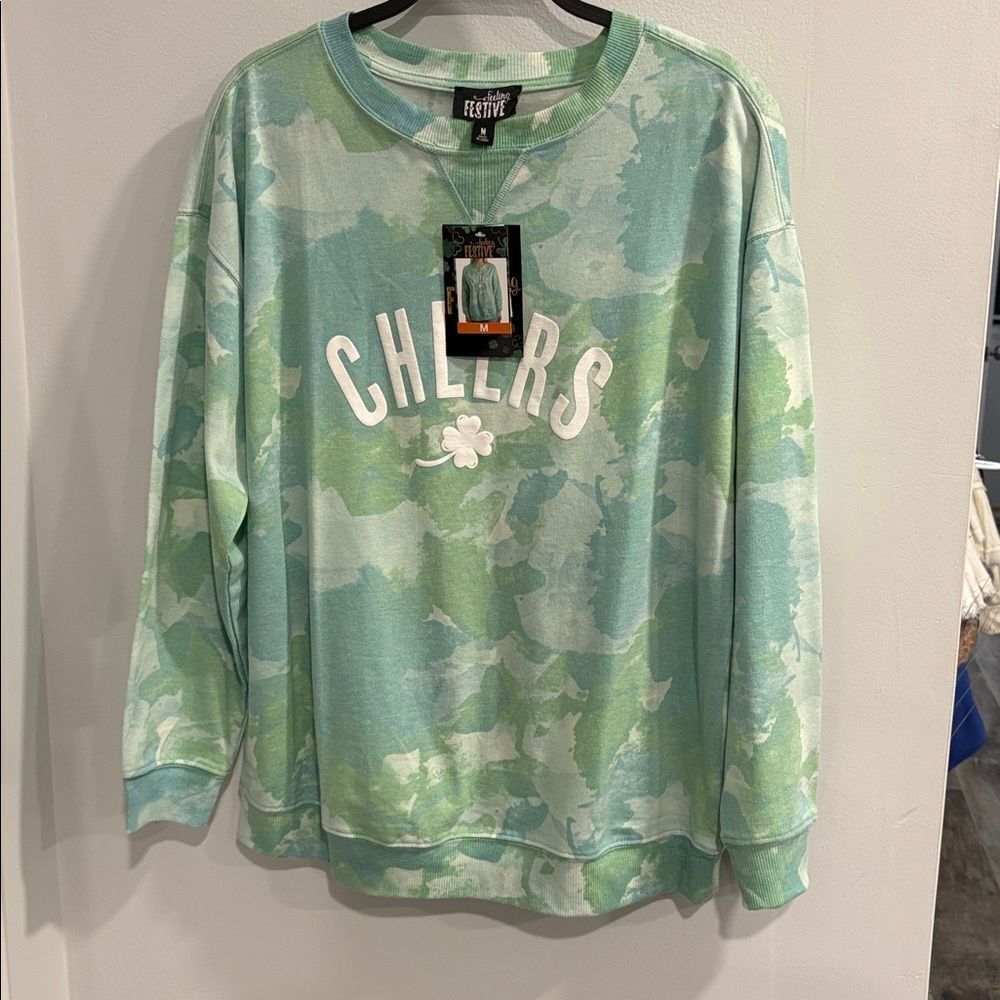 Feeling Festive Green Tie-Dye Shamrock Sweatshirt - Picture 2 of 7